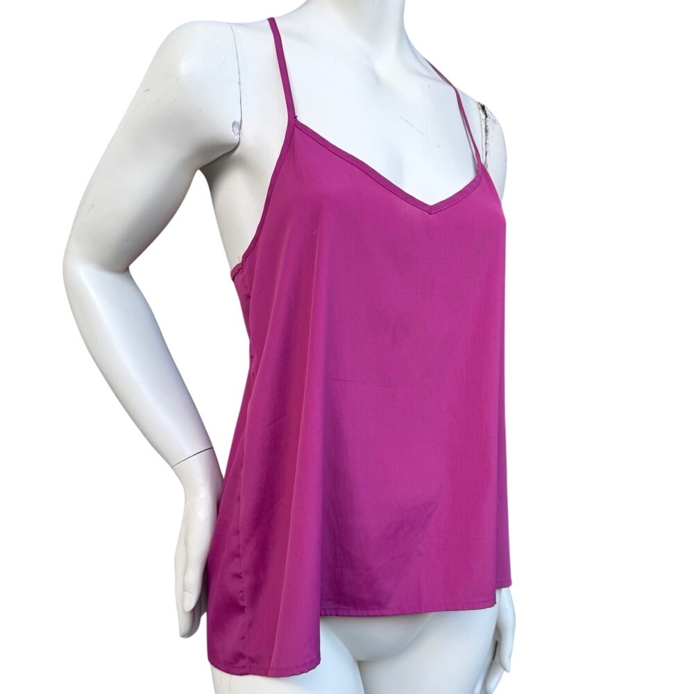 Hollister Tank Top Y2K Style Vneck Dark Pink   spaghetti Straps Barbiecore Large